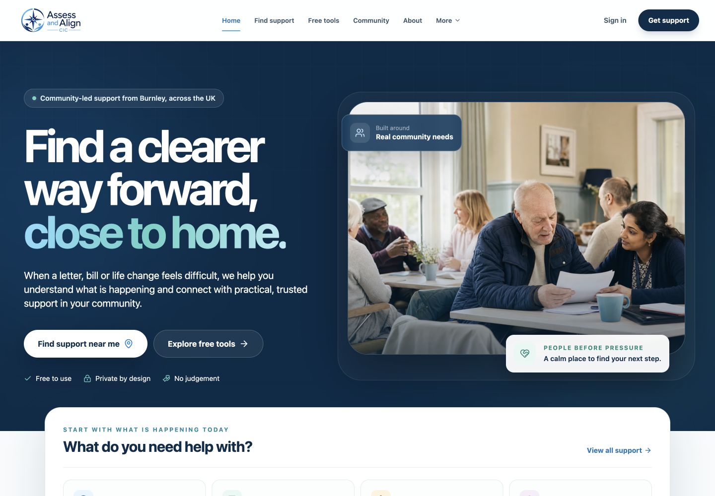Assess and Align CIC homepage shown on desktop